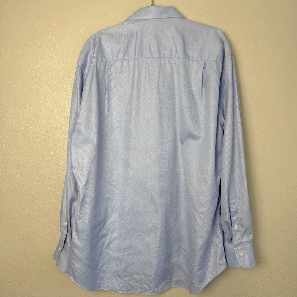 Ermenegildo Zegna blue white stripe button down dress shirt 17.5 - Picture 5 of 9